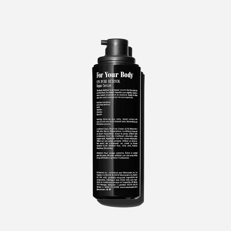Sérum réparateur au rétinol pour le corps avec 0,1 % de rétinol pur, 10 % AHA + 5 peptides