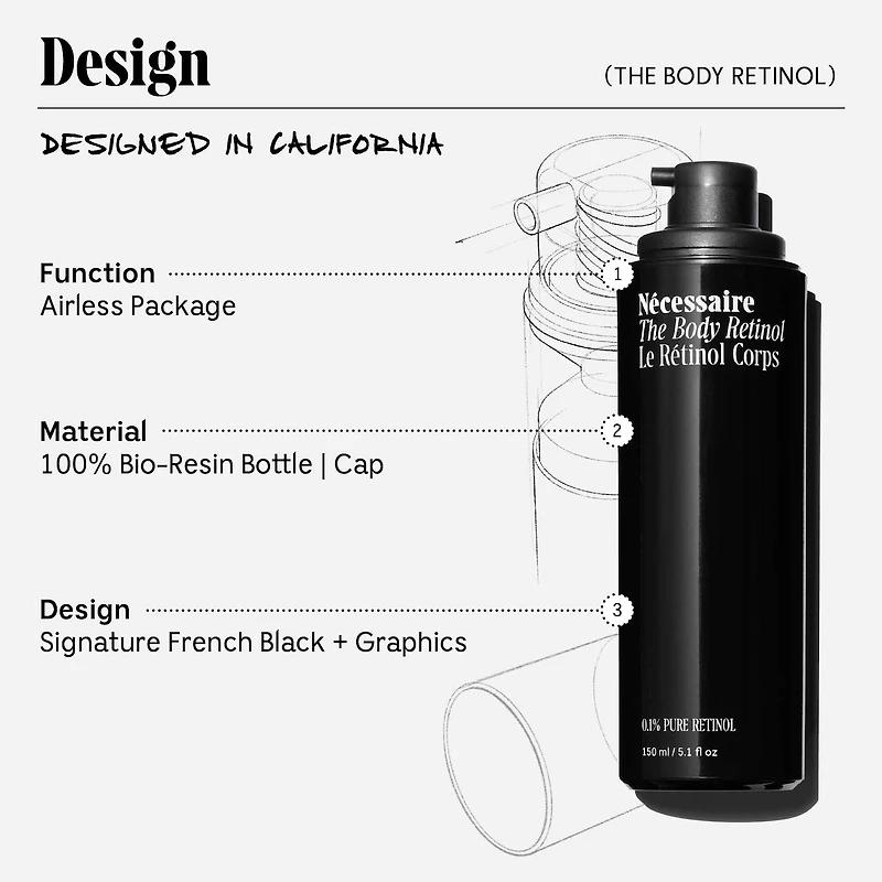 Sérum réparateur au rétinol pour le corps avec 0,1 % de rétinol pur, 10 % AHA + 5 peptides