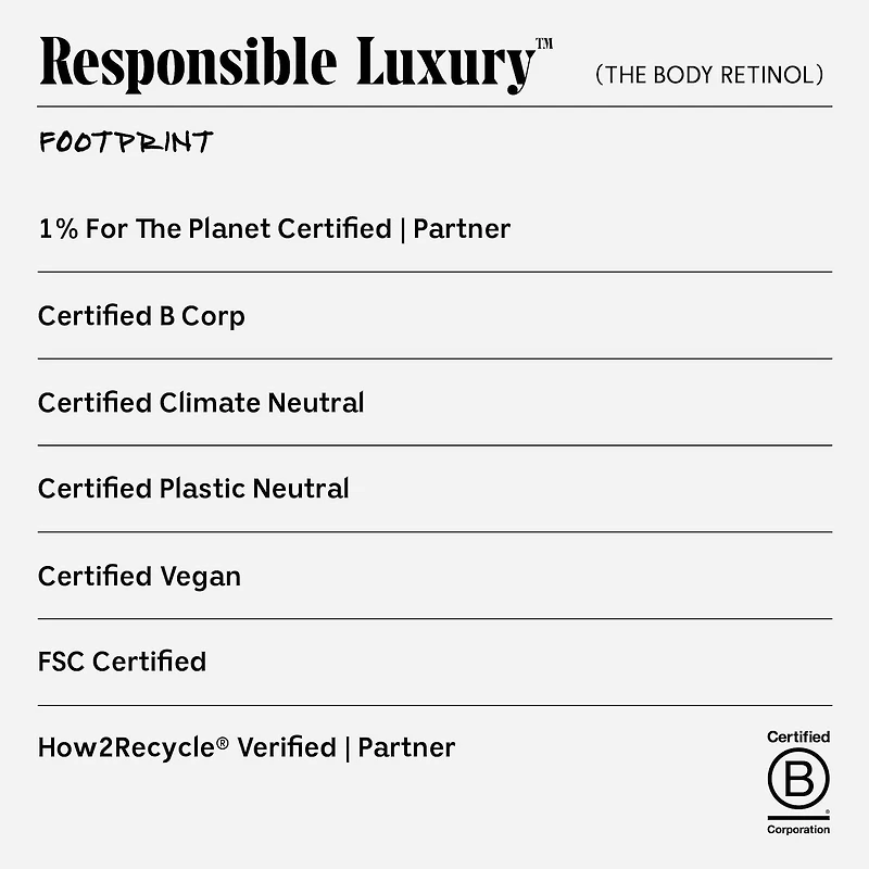 Sérum réparateur au rétinol pour le corps avec 0,1 % de rétinol pur, 10 % AHA + 5 peptides