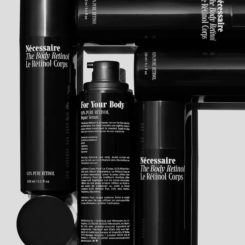 Sérum réparateur au rétinol pour le corps avec 0,1 % de rétinol pur, 10 % AHA + 5 peptides