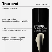 Sérum réparateur au rétinol pour le corps avec 0,1 % de rétinol pur, 10 % AHA + 5 peptides