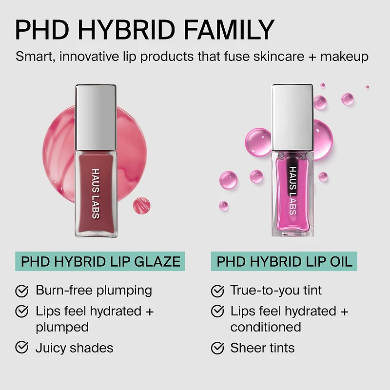 Huile pour les lèvres hydratante teintée hybride PhD