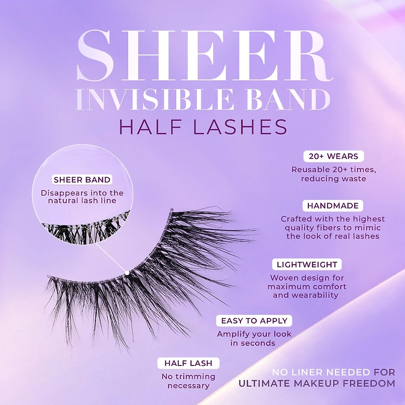 Faux cils à bande transparents