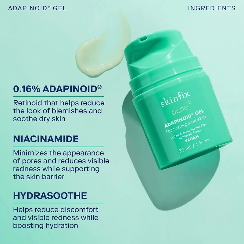 Gel à l’adapinoïde avec niacinamide et squalane acne+