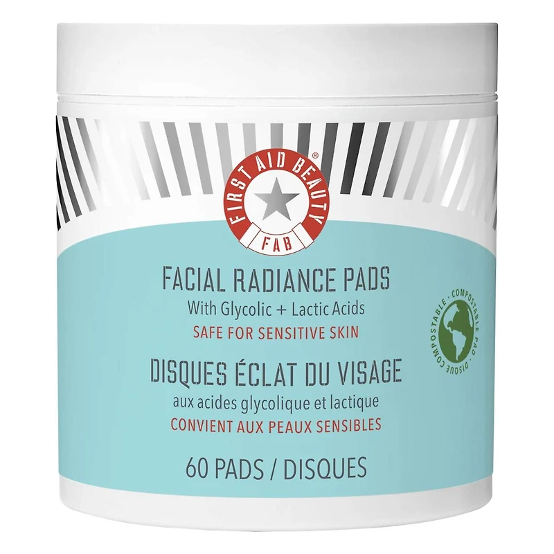 Disques exfoliants éclat du visage aux acides glycolique et lactique avec AHA