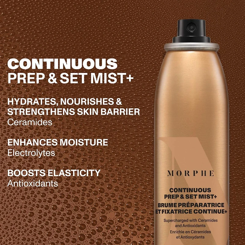 Brume continue surchargée Prep & Set avec antioxydants et céramides