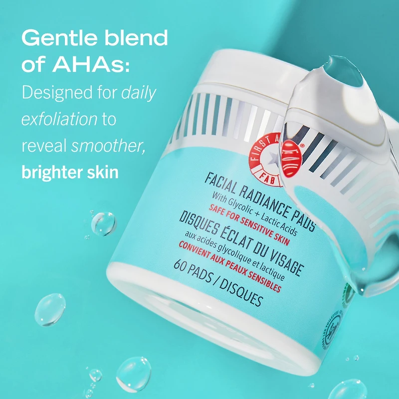 Disques exfoliants éclat du visage aux acides glycolique et lactique avec AHA