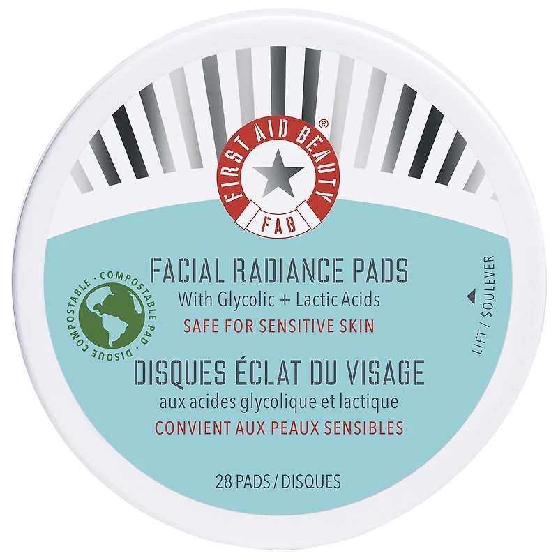 Disques exfoliants éclat du visage aux acides glycolique et lactique avec AHA