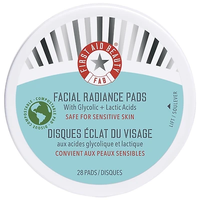 Disques exfoliants éclat du visage aux acides glycolique et lactique avec AHA