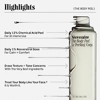 The Body Peel - Resurfacing Serum with 12% AHA/BHA/PHA, 1% Resveratrol + Peeling Peptide
