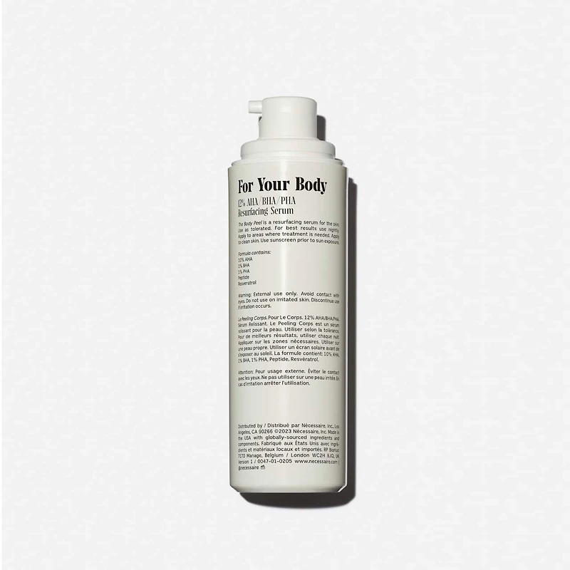 The Body Peel - Resurfacing Serum with 12% AHA/BHA/PHA, 1% Resveratrol + Peeling Peptide