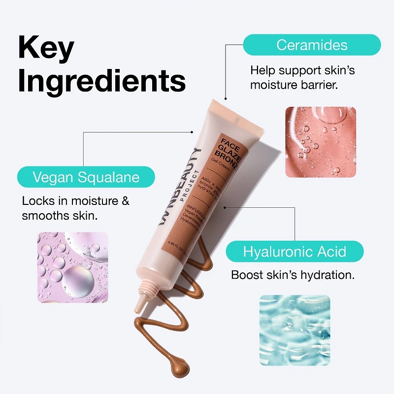 Gel-crème visage au fini bronzé avec squalane, céramides et acide hyaluronique