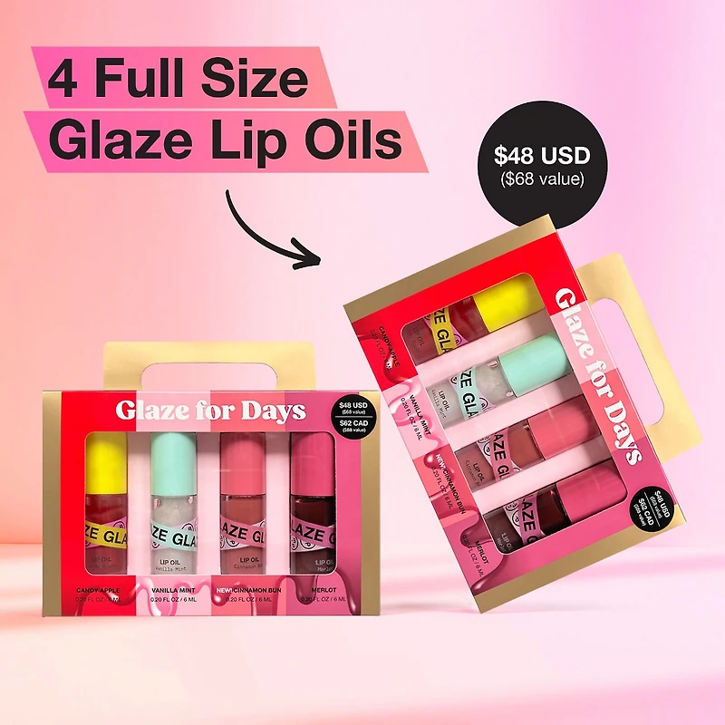 Glaze For Days 4-Piece Lip Oil Set