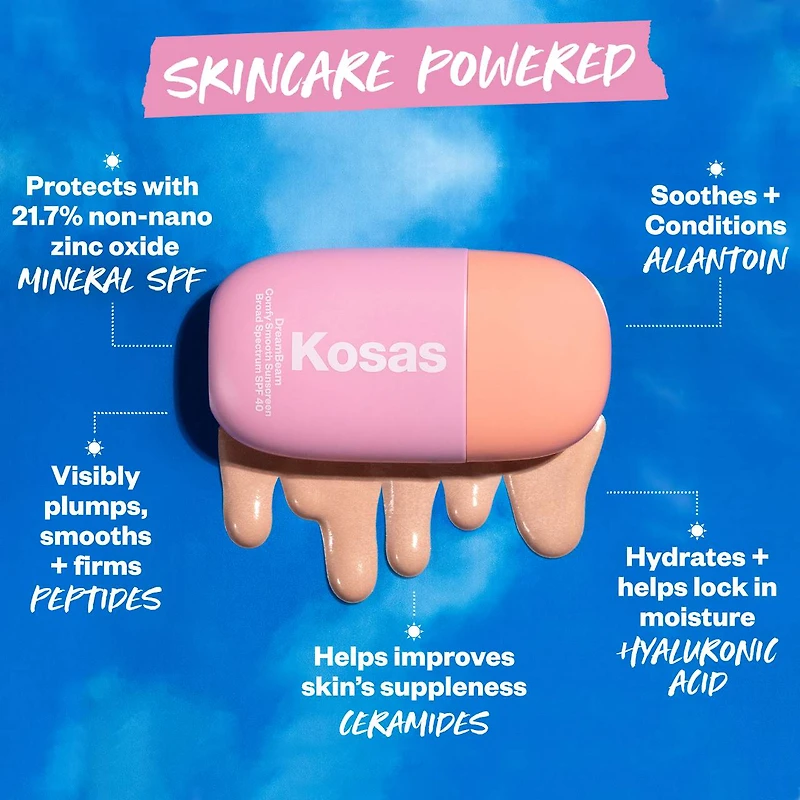 Écran solaire minéral sans silicone DreamBeam FPS 40 avec céramides et peptides