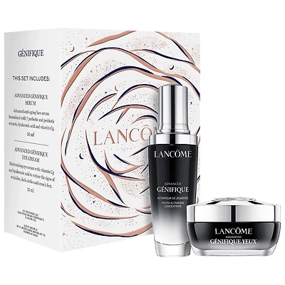 Ensemble des fêtes anti-âge sérum activateur de jeunesse Advanced Génifique et crème contour des yeux Génifique avec acide hyaluronique