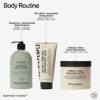 10% AHA + Yerba Mate Smoothing Energy Body Scrub with Upcycled Olive Seed Powder