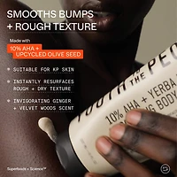 10% AHA + Yerba Mate Smoothing Energy Body Scrub with Upcycled Olive Seed Powder