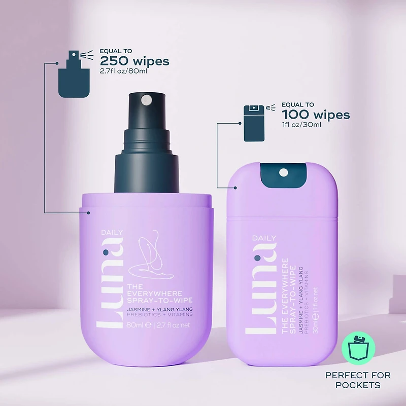 The Mini Everywhere Spray-to-Wipe - with Prebiotics + Vitamins C&E for All Skin