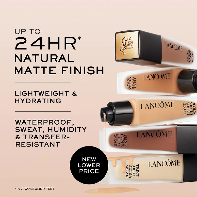Fond de teint mat longue tenue 24 h Teint Idole Ultra avec acide hyaluronique et vitamine E