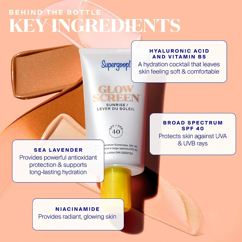 Écran solaire pour le visage Glowscreen avec FPS 40, acide hyaluronique et niacinamide