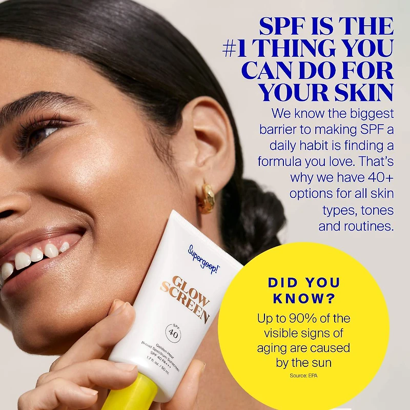 Écran solaire pour le visage Glowscreen avec FPS 40, acide hyaluronique et niacinamide