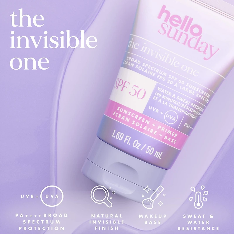 The Invisible One SPF 50 Hydrating Face Sunscreen + Primer with Hyaluronic Acid