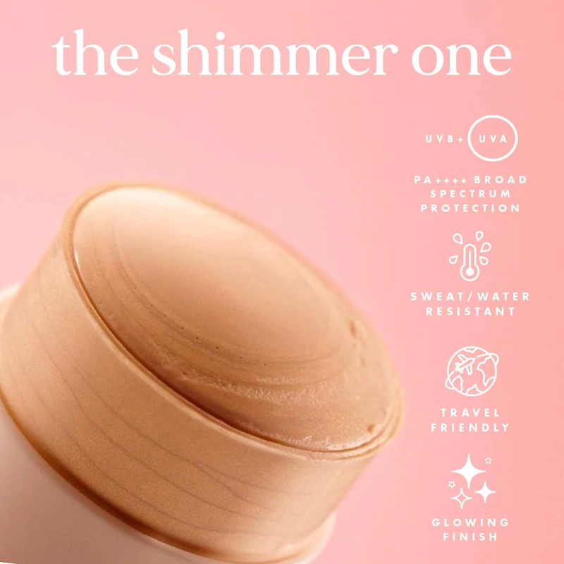 The Shimmer One SPF 45 Face and Body Mineral Sunscreen Glow Stick with Hyaluronic Acid