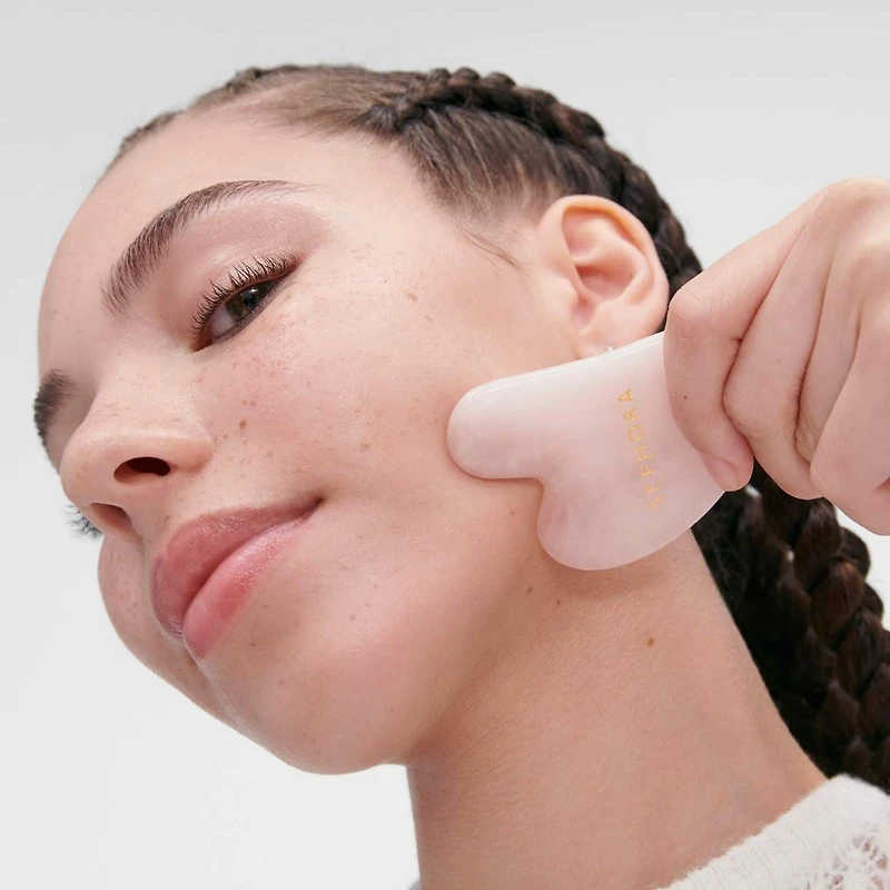 - Instrument Gua Sha au quartz rose
