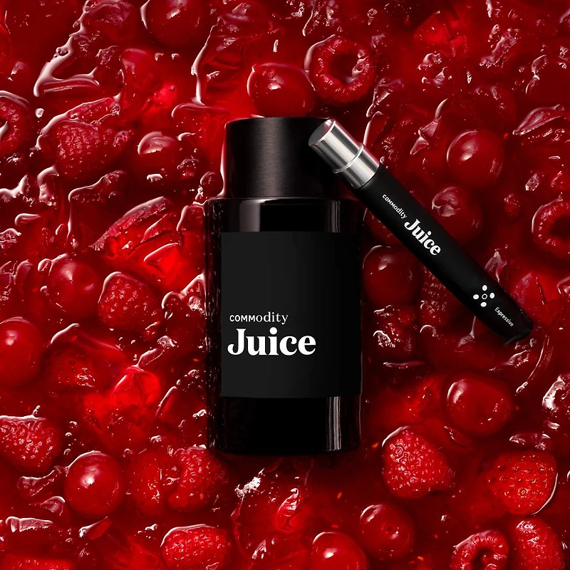 Eau de parfum Juice Expressive avec pulpe de framboise et rhubarbe en vaporisateur de voyage