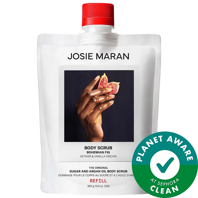 JOSIE MARAN Bohemian Fig - Argan Oil + Sugar Balm Refillable Exfoliating Body Scrub Jar oz