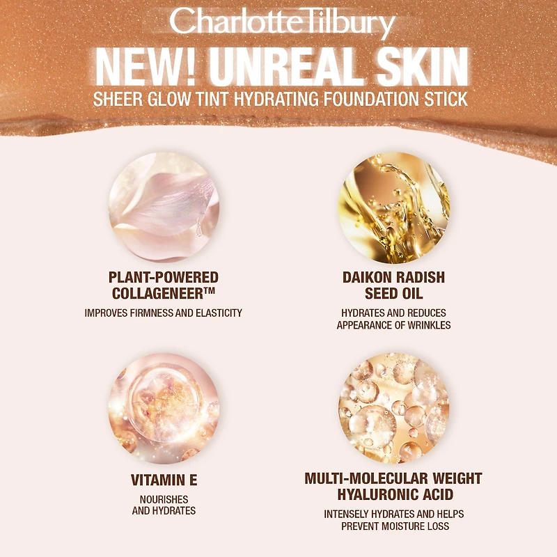 Fond de teint bâton hydratant diaphane éclatant Unreal Skin