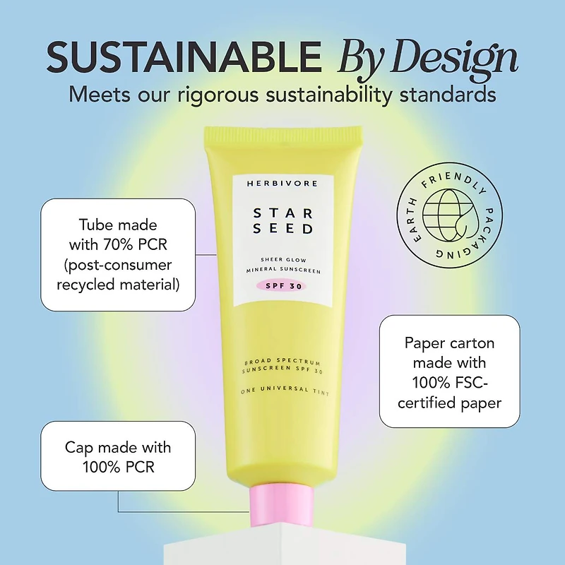 Star Seed Silicone-Free 100% Mineral Facial Sunscreen SPF 30 with Vitamin C +  Prebiotics