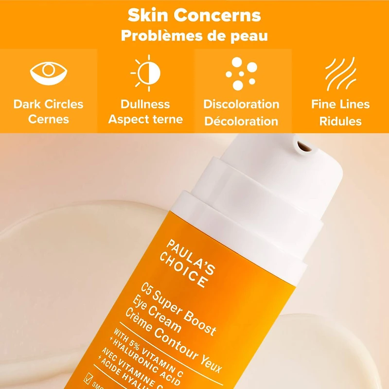 Crème C5 Super Boost avec vitamine C illuminante et raffermissante pour le contour des yeux