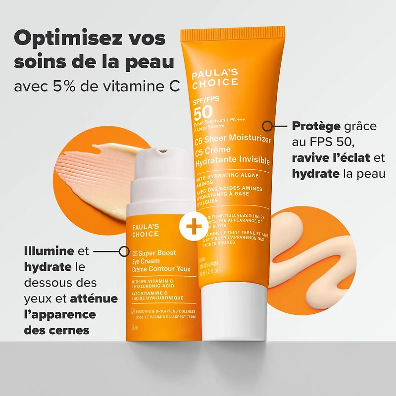 Crème C5 Super Boost avec vitamine C illuminante et raffermissante pour le contour des yeux