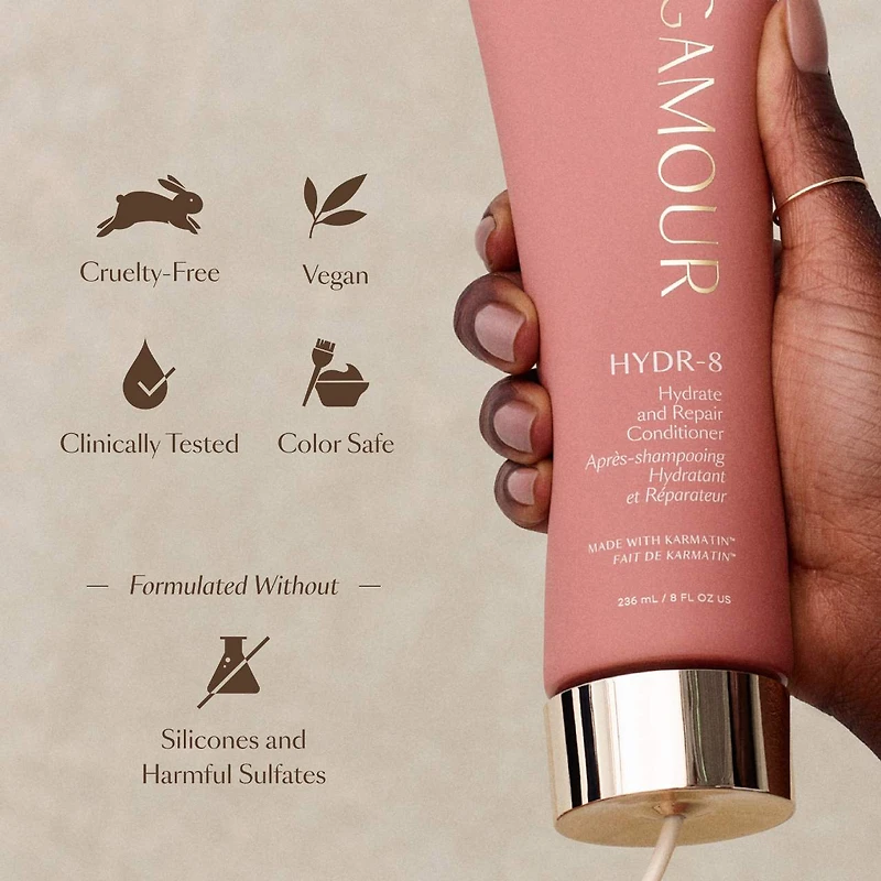 Revitalisant réparateur et hydratant HYDR-8 pour cheveux secs et endommagés