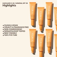 Écran solaire, hydratant et base à large spectre FPS 30 Hueguard® 3 en 1