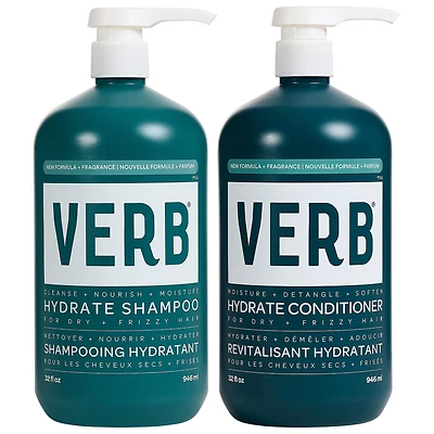 Verb Hydrate Shampoo + Conditioner Jumbo Set for Dry, Frizzy Hair