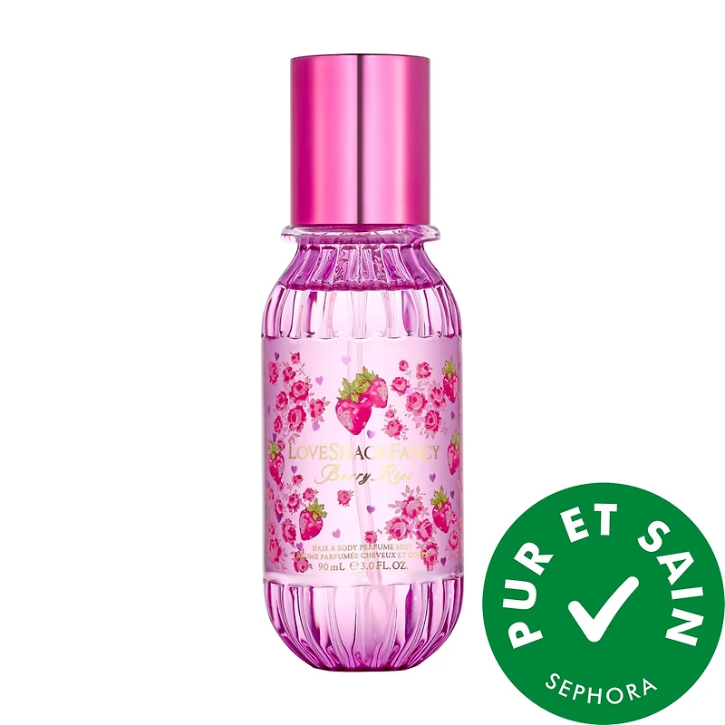 LoveShackFancy Minibrume parfumée avec guimauve pour le corps et les cheveux Berry Kiss 3 oz / 90 mL