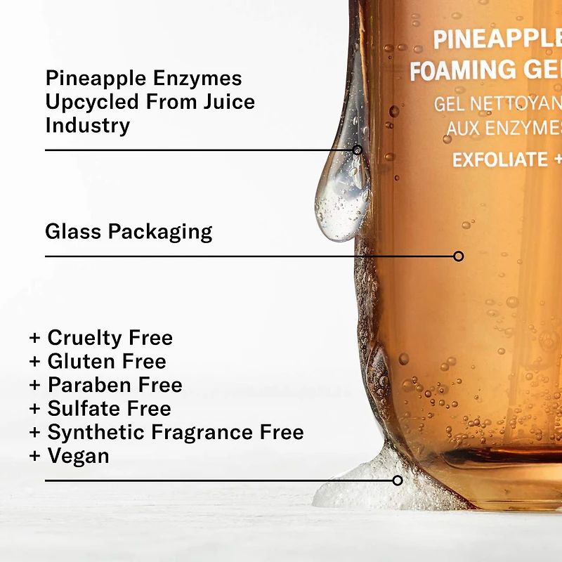 Pineapple Enzyme Exfoliating + Brightening Foaming Gel Cleanser with AHAs