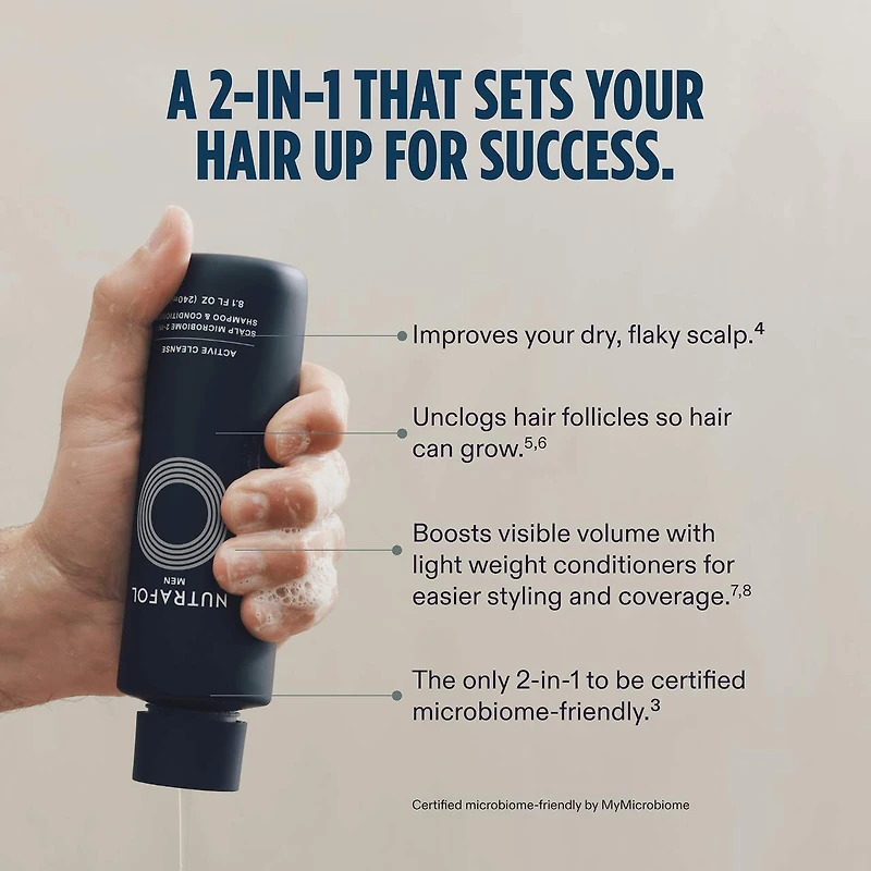 Men's Active Cleanse Scalp Shampoo + Conditioner for Thinning Hair