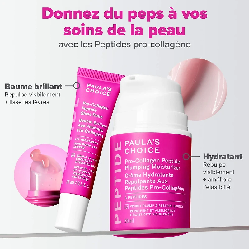 Gel-crème hydratant et repulpant avec peptides pro-collagène