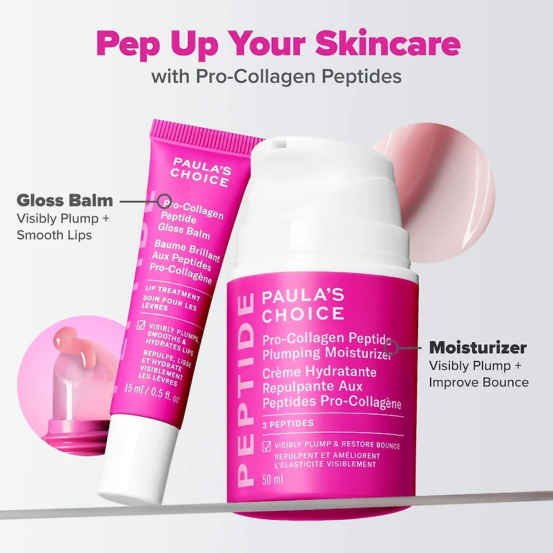 Gel-crème hydratant et repulpant avec peptides pro-collagène