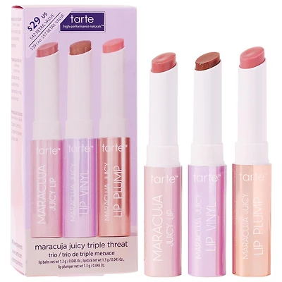 mini maracuja juicy lip plump gloss & balm triple threat trio