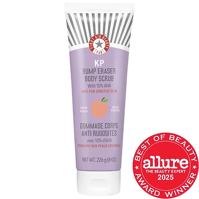 First Aid Beauty KP Bump Eraser Body Scrub with 10% AHA - Peach Peach 8 oz / 236.5 mL