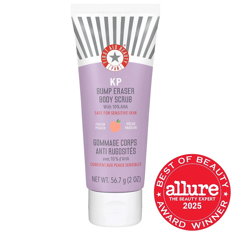 First Aid Beauty KP Bump Eraser Body Scrub with 10% AHA - Exfoliant for Keratosis Pilaris