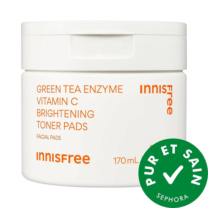 Timbres toniques exfoliant et illuminant avec enzymes de thé vert vitamine C