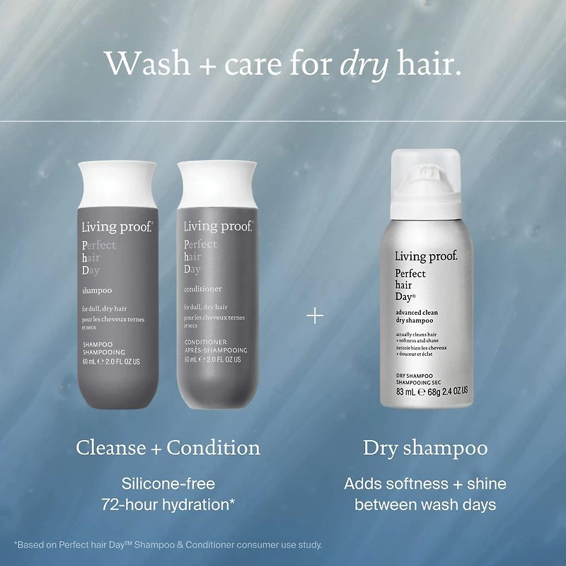 Mini Perfect hair Day (PhD)  Shampoo, Conditioner & Dry Shampoo Set