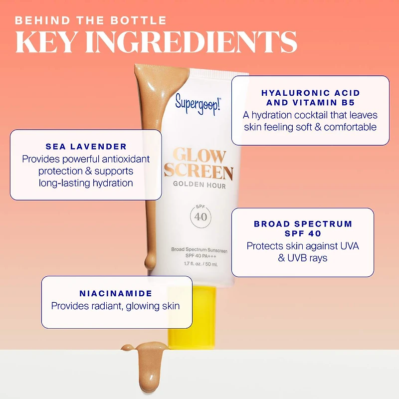 Écran solaire pour le visage Glowscreen avec FPS 40, acide hyaluronique et niacinamide