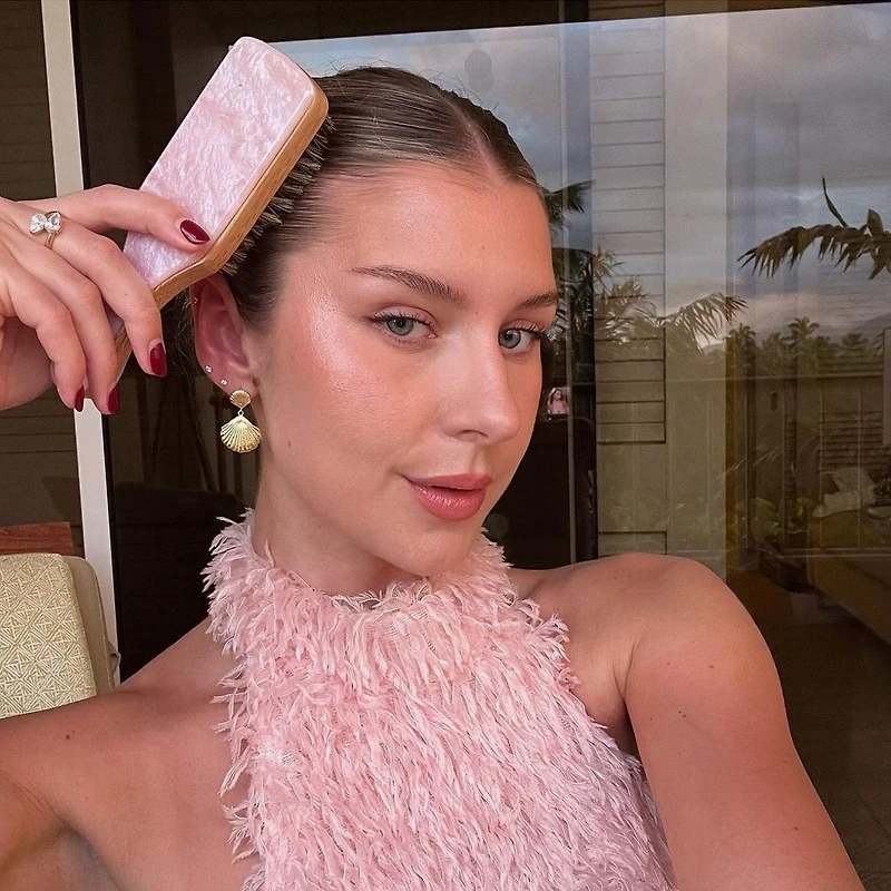Mini Boar Bristle Hair Brush in Pink Sugar