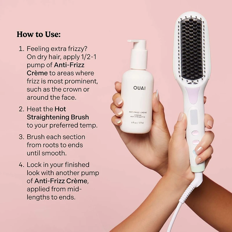 Mane x OUAI Anti-Frizz Heated Straightening Brush Hair Value Set